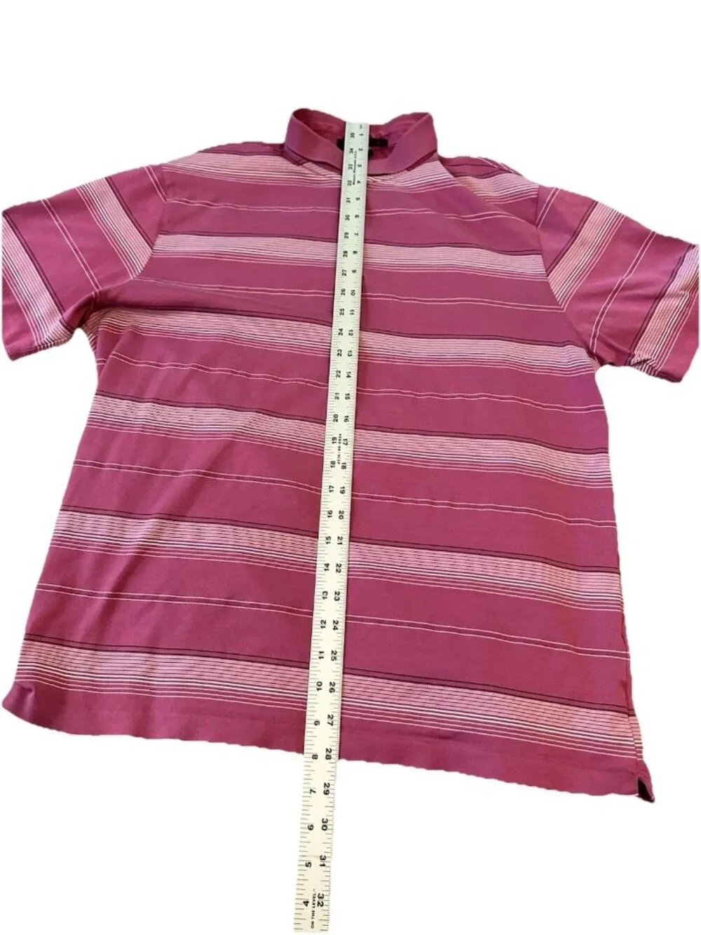 Nike Tiger Woods Collection Dri Fit Mens Golf Polo L Pink Striped‎ Performance